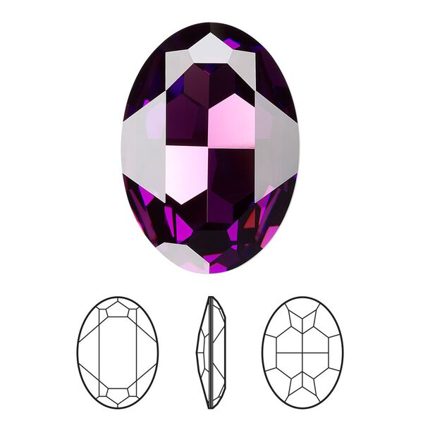 Fancy stone 24pk amethyst foil back, Swarovski® 30x22mm oval 4127 image number 0