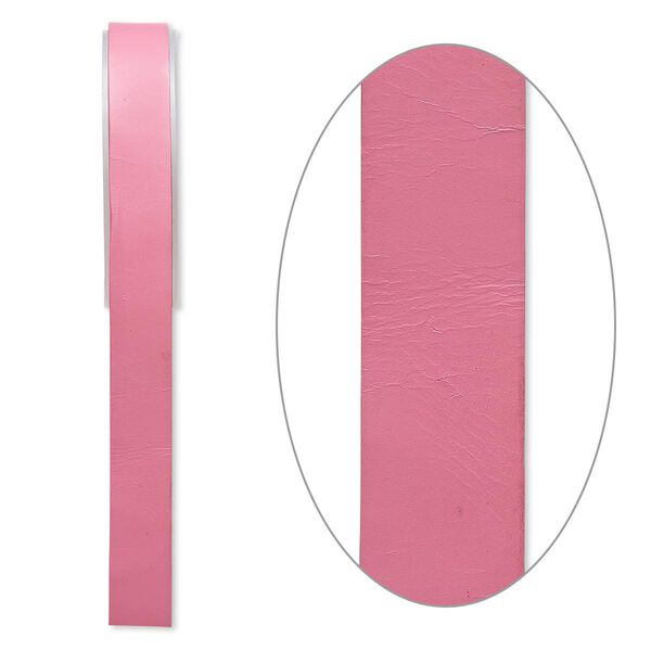 Cord, leather, pink, 20mm flat. Sold per 5-yard spool. image number 0