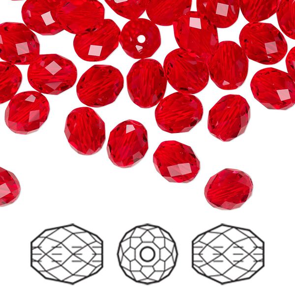 Bead 288pk light siam, Swarovski® 7x6mm olive briolette 5044 image number 0