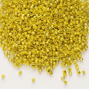 Seed bead, Delica®, glass, pkg/7.5g, #11 round, opaque galvanized lemon (DB-0424).