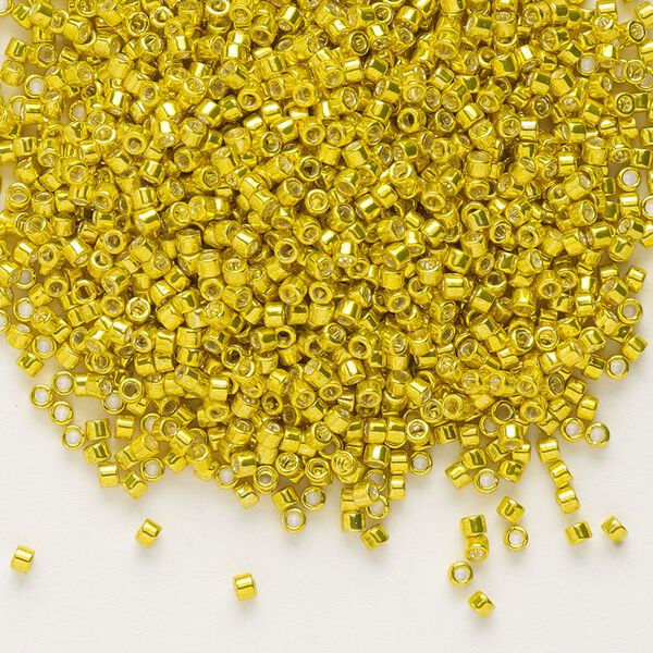 Seed bead, Delica®, glass, pkg/7.5g, #11 round, opaque galvanized lemon (DB-0424). image number 0