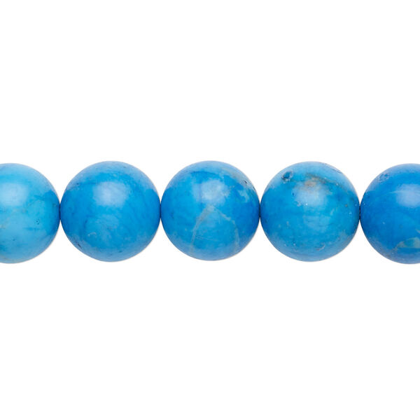 Bead, howlite (dyed), turquoise blue, 10mm round, B grade, Mohs hardness 3 to 3-1/2. Sold per 15-1/2" to 16" strand. image number 0