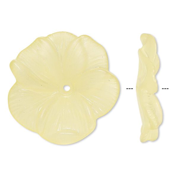 Component, acrylic, frosted yellow, 31x6mm flower. Sold per pkg of 6. image number 0
