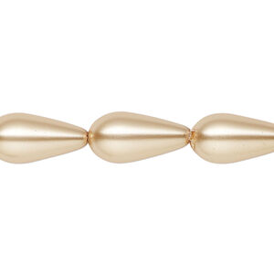 Pearl 1pk champagne, Celestial Crystal® 15x8mm teardrop 15.5-16 inch