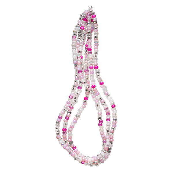 Seed bead, glass, pkg/36inch, #6 rondelle, opaque multi-purple. image number 0