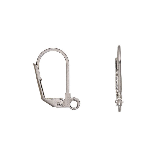 Earring, stainless steel, 17mm leverback with closed loop. Sold per pkg of 2 pairs. image number 0