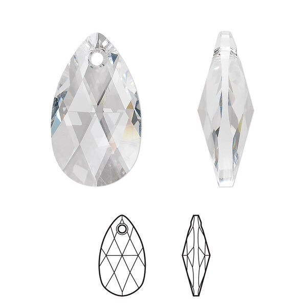 Drop 1pk crystal, Crystal Passions® 22x13mm pendant pear 6106 image number 0