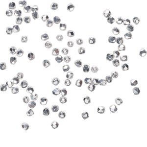 Bead 1pkg100 Czech fire-polished glass, metallic silver, 10mm faceted round.
