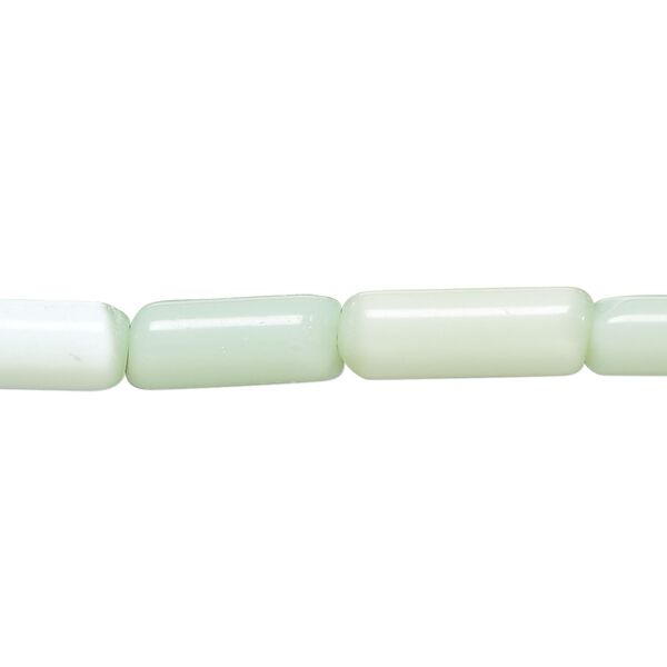 Bead, cat's eye glass (fiber optic glass), sea green, 14x5mm-17x6mm round tube. Sold per 14-inch strand, approximately 25 beads. image number 0
