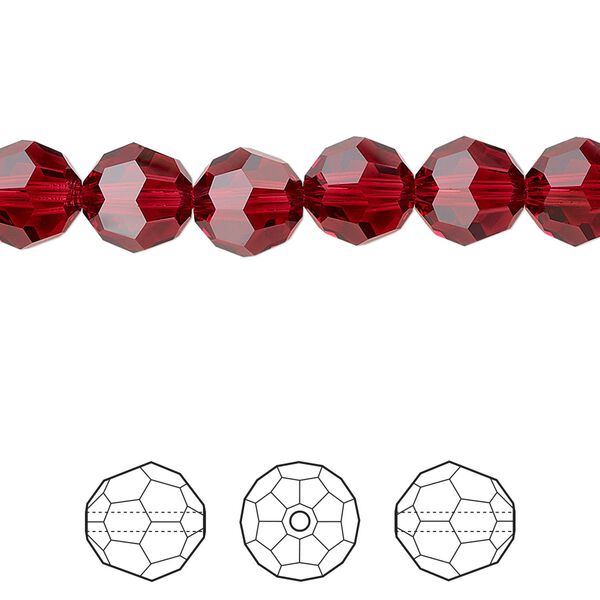 Bead 288pk scarlet, Swarovski® 8mm round 5000 image number 0