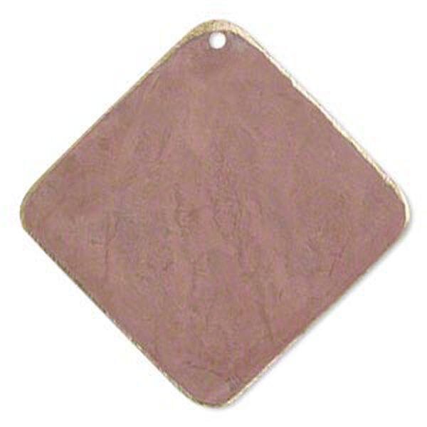 Focal, brass, earth tone rust patina, Pantone® color 17-1516, 40x40mm double-sided diamond. Sold per pkg of 6. image number 0