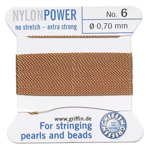 Thread, Griffin, nylon, cornelian, size #6. Sold per 2-meter card (approximately 78 inches).