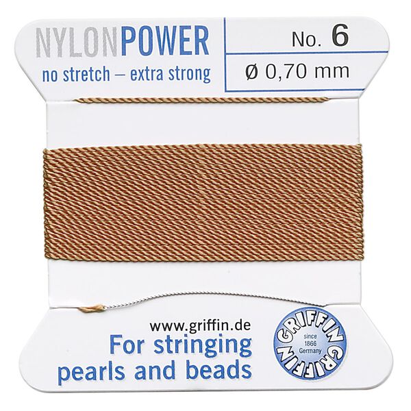 Thread, Griffin, nylon, cornelian, size #6. Sold per 2-meter card (approximately 78 inches). image number 0