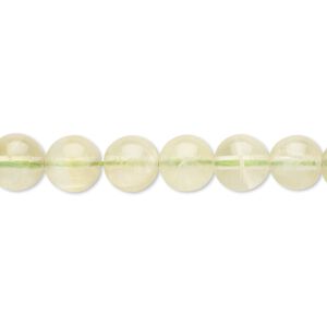 Prehnite 1pkg1, round bead natural 15 inch 7-8mm