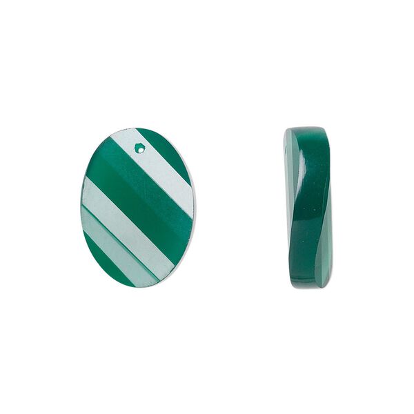 Green onyx 1pkg2, hand-cut top-drilled faceted twisted flat oval bead 16x12mm image number 0