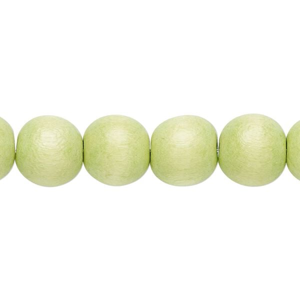 Bead 1pkg1, Taiwanese cheesewood (dyed / waxed), lime green, 9-10 round, 15-1/2 to 16 inches. image number 0