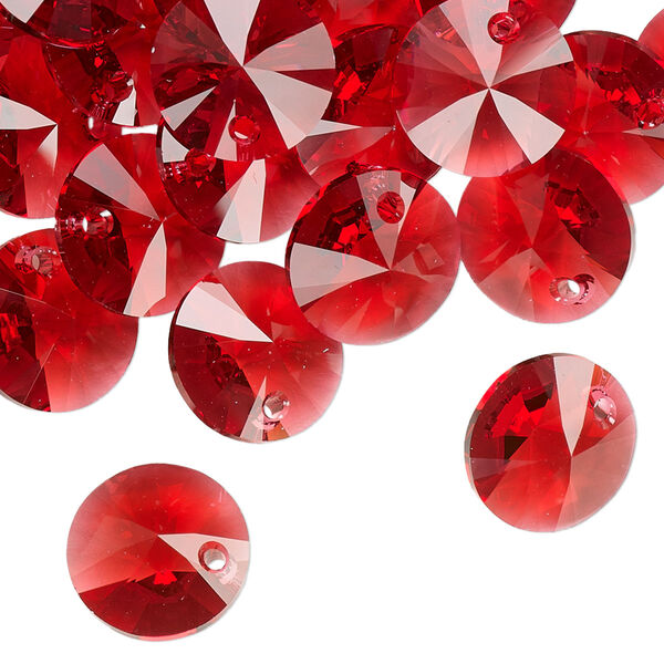 Drop 12pk scarlet, Crystal Passions® 12mm pendant mini disk 6428 image number 1