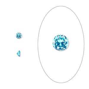 Gem, cubic zirconia, zircon blue, 3mm faceted round, Mohs hardness 8-1/2. Sold per pkg of 5.