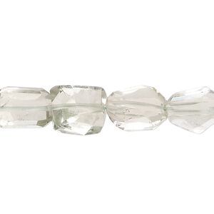 Green quartz 1pkg1, hand-cut faceted nugget bead 13 inch small