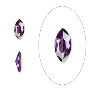 Gem, cubic zirconia, amethyst purple, 10x5mm faceted marquise, Mohs hardness 8-1/2. Sold individually.