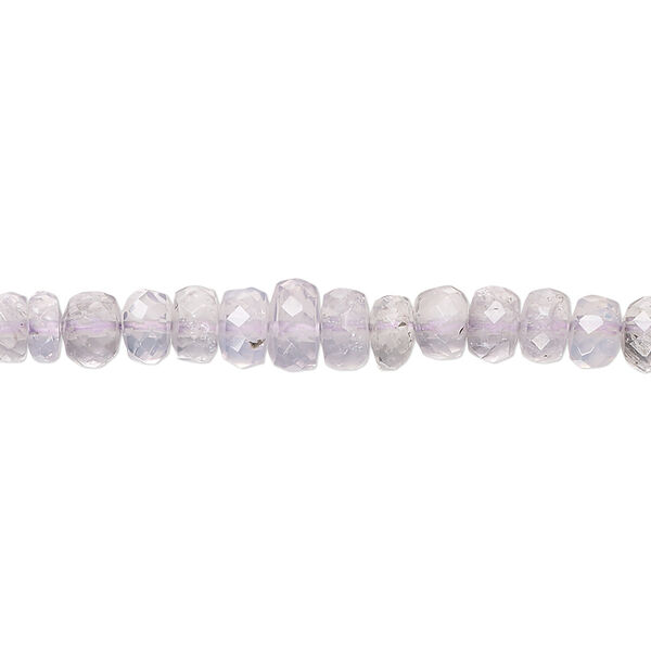 Bead, lavender quartz (natural), 4x2mm-7x5mm graduated hand-cut faceted rondelle with 0.4-1.4mm hole, B grade, Mohs hardness 7. Sold per 17-inch strand. image number 0