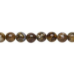 Brown opal 1pkg1, round bead 15.5-16 inch 6mm