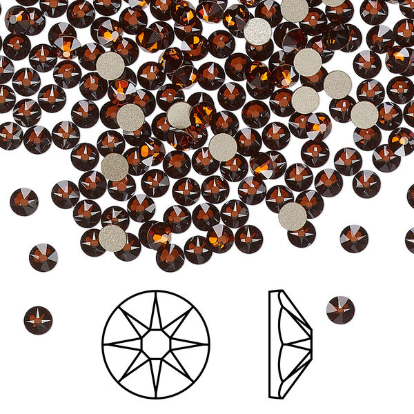 Flat back 144pk smoked amber foil back, Crystal Passions® 3-3.2mm rose round SS12 2088 image number 0