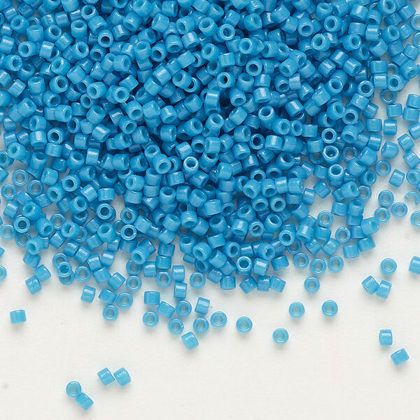 Seed bead, Delica®, glass, pkg/7.5g, #11 round, Duracoat® opaque outside dyed teal (DB-2133). image number 0