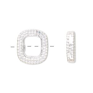 Bead frame, sterling silver, 16x14mm rectangle, fits up to 6mm bead. Sold individually.