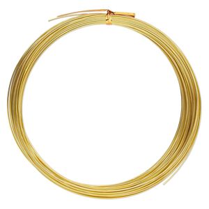 Wire, anodized aluminum, gold, 1mm round, 18 gauge. Sold per pkg of 45 feet.