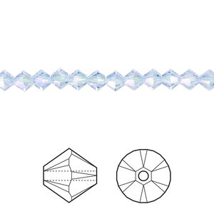 Bead 144pk light sapphire shimmer 2X, Crystal Passions® 4mm bicone 5328