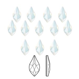 Flat back 48pk white opal foil back, Crystal Passions® 7.5x4mm flame 2205