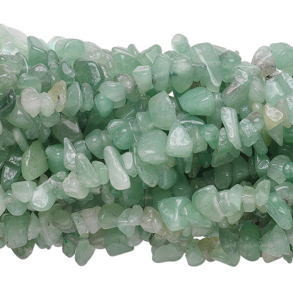 Bead 1pkg10 green aventurine, medium chip C grade, 34 inch natural image number 0