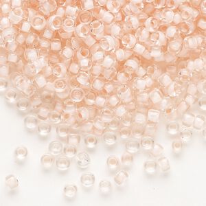 Seed bead, Dyna-Mites™, glass, translucent inside color peppermint, #8 round. Sold per 1/2 kilogram pkg.
