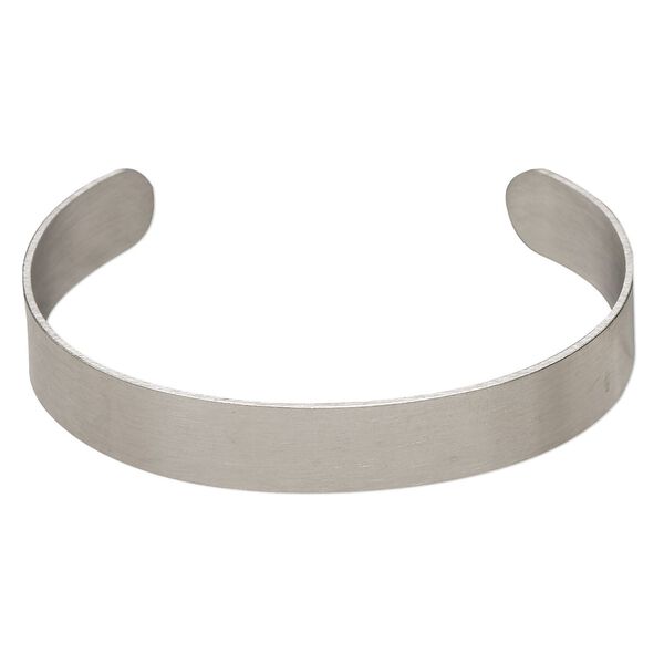 Bracelet, cuff, stainless steel, 10mm wide, adjustable from 6-1/2 to 7 inches. Sold individually. image number 0