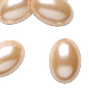 Cabochon, acrylic pearl, peach, 25x17.5mm non-calibrated oval. Sold per pkg of 12.