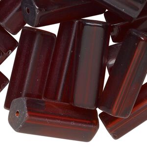 Bead, Czech glass, translucent brown, 25x10mm-26x11mm pentagon tube. Sold per pkg, approximately 25 beads.