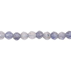 Iolite 1pkg1, hand-cut faceted round bead natural 13 inch 5mm