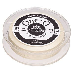 Thread, One-G™, nylon, pkg/125 yards, cream, size 0.