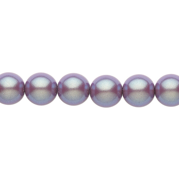 Bead, Czech pearl-coated glass druk, opaque iridescent purple/grey, 8mm round. Sold per 15-1/2" to 16" strand. image number 0