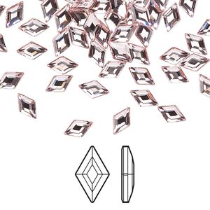 Flat back 288pk light rose foil back, Swarovski® 6.6x3.9mm diamond 2773