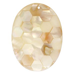 Focal, black lip shell / gold lip shell / mother-of-pearl shell (assembled), 38x28mm - 40x30mm single-sided oval, Mohs hardness 3-1/2. Sold individually.