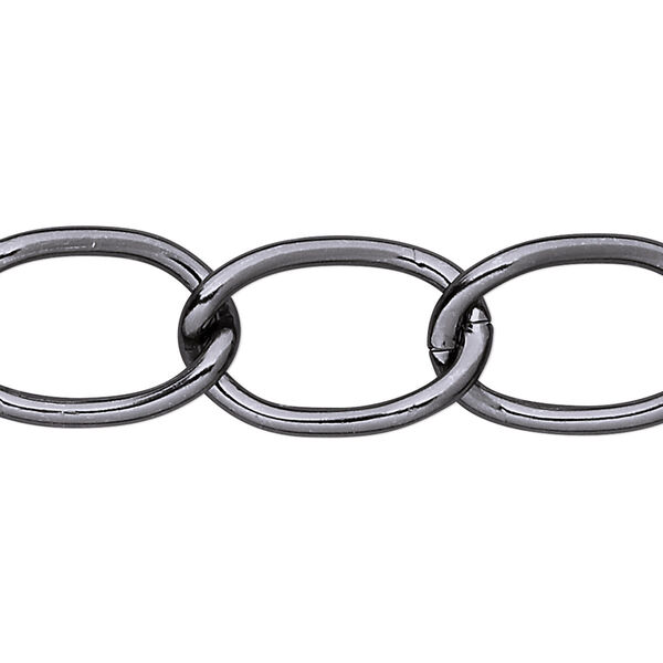 Chain, anodized aluminum, gunmetal, 15mm curb. Sold per pkg of 25 feet. image number 0