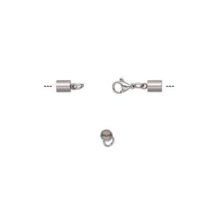 Clasp lobster claw 1pkg1, 32x6mm / fits 4mm cord, stainless steel 1-strand