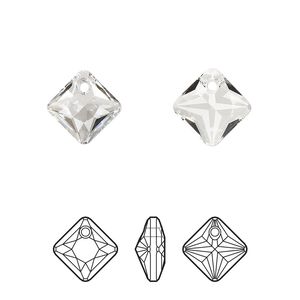 Drop 2pk crystal, Crystal Passions® 11.5mm pendant princess cut 6431