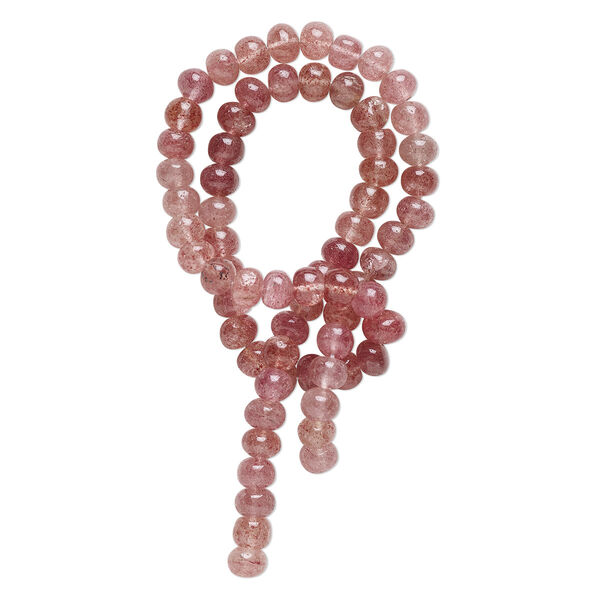 Bead, strawberry quartz (natural), shaded light to dark, 6x4mm-7x6mm hand-cut round and rondelle, B grade, Mohs hardness 7. Sold per 14-inch strand, approximately 65 beads. image number 0