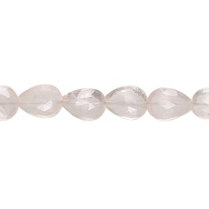Rose quartz 1pkg1, hand-cut faceted puffed teardrop bead natural 7 inch 8x7mm-11x8mm
