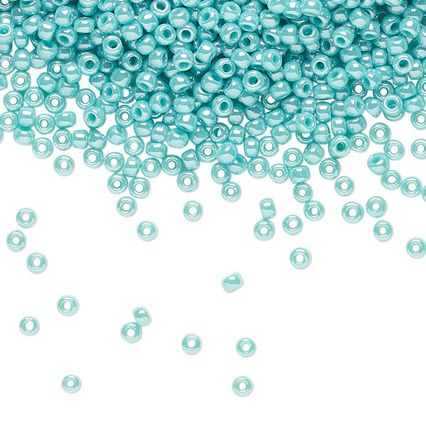 Seed bead, TOHO BEADS®, glass, pkg/50g, #11 round, opaque luster turquoise blue (TR-11-132). image number 0
