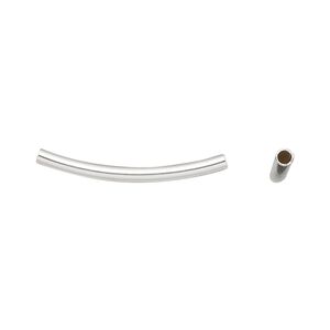 Bead, sterling silver, 25x2mm curved tube. Sold per pkg of 2.