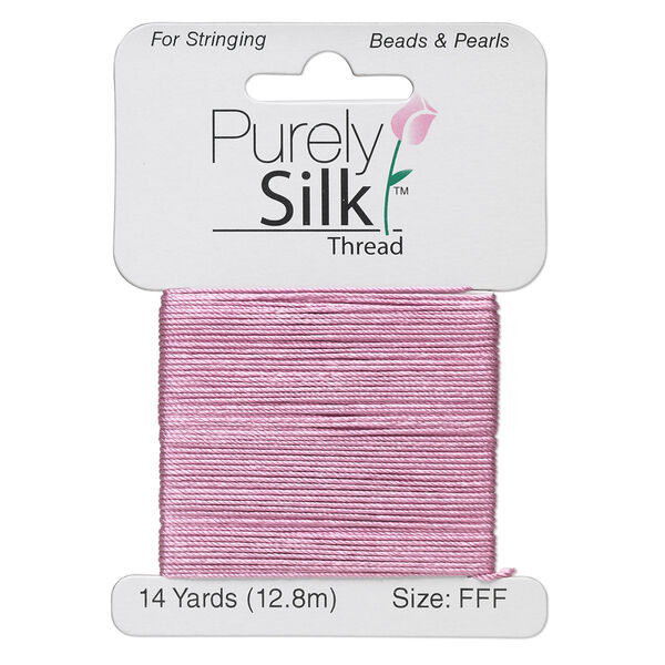 Thread, Purely Silk™, strawberry pink, size FFF. Sold per 14-yard card. image number 0